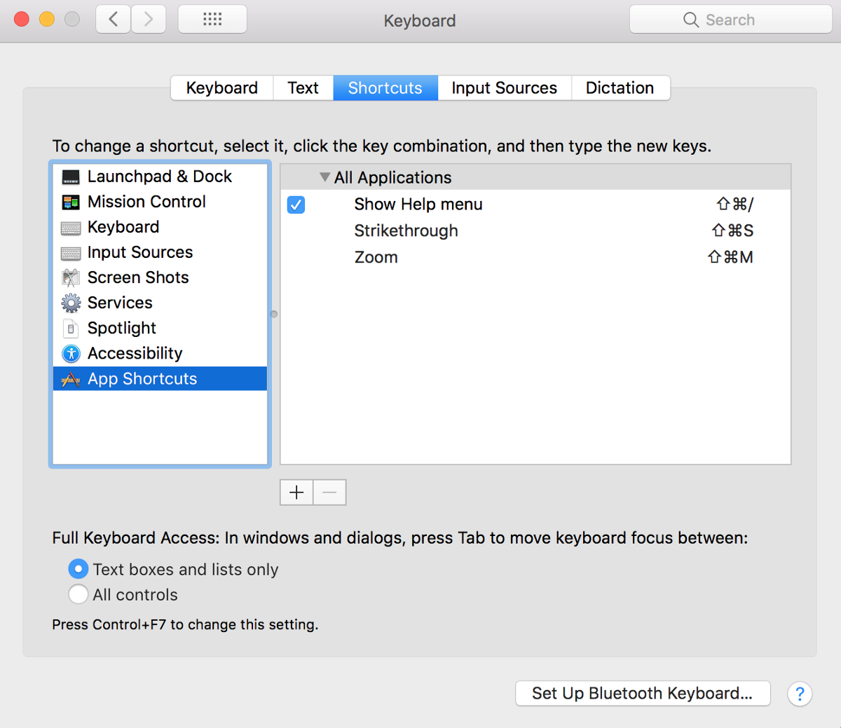 keyboard shortcut for strikethrough mac textedit